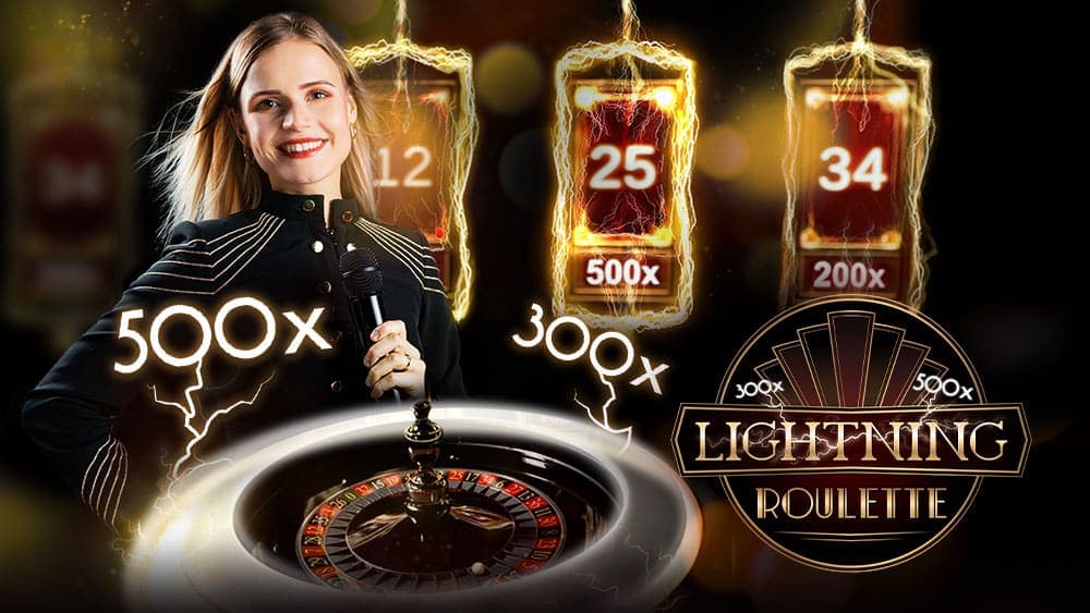 Table de jeu Lightning Roulette avec interface et multiplicateurs en direct